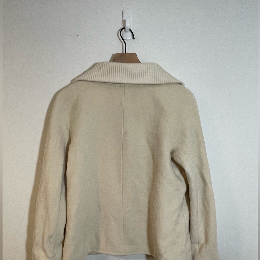 Talbots Wool Blend Ivory Jacket Full Zip Ribbed Collar Cuff Coat Women’s Size 6 - Picture 6 of 10